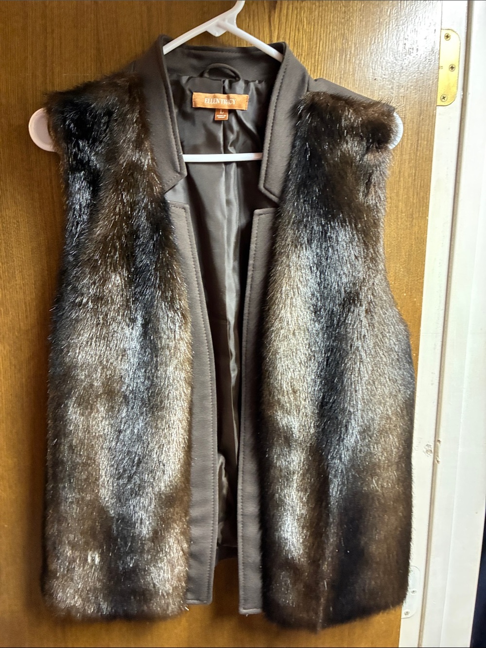 Ellen Tracy Dark Brown Faux Fur Vest